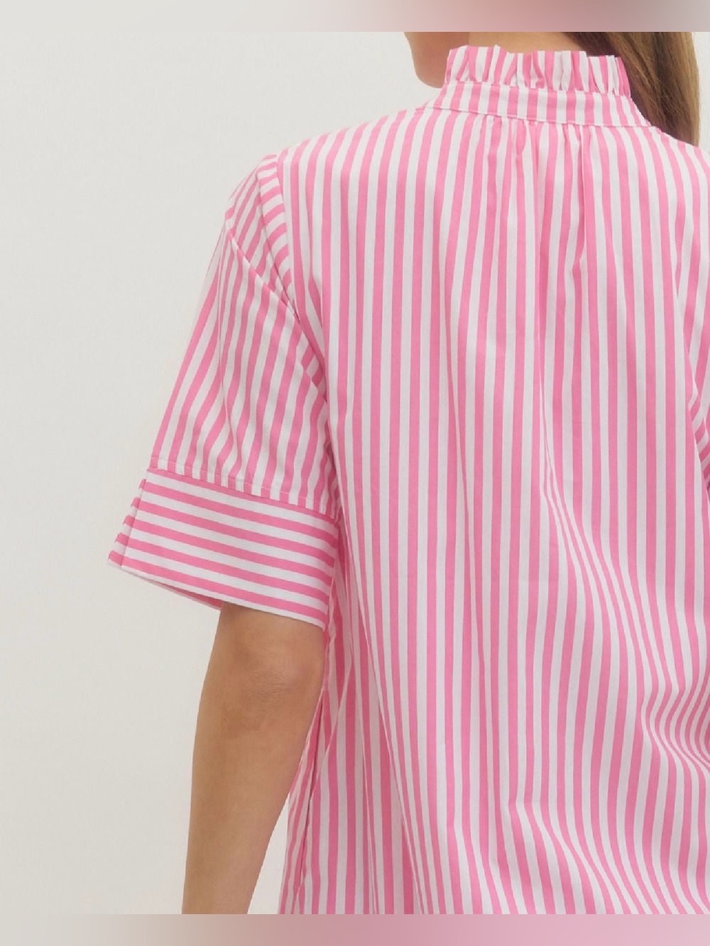 entro Pink and White Vertical-Strip Shirt Dress - Picture 6 of 6